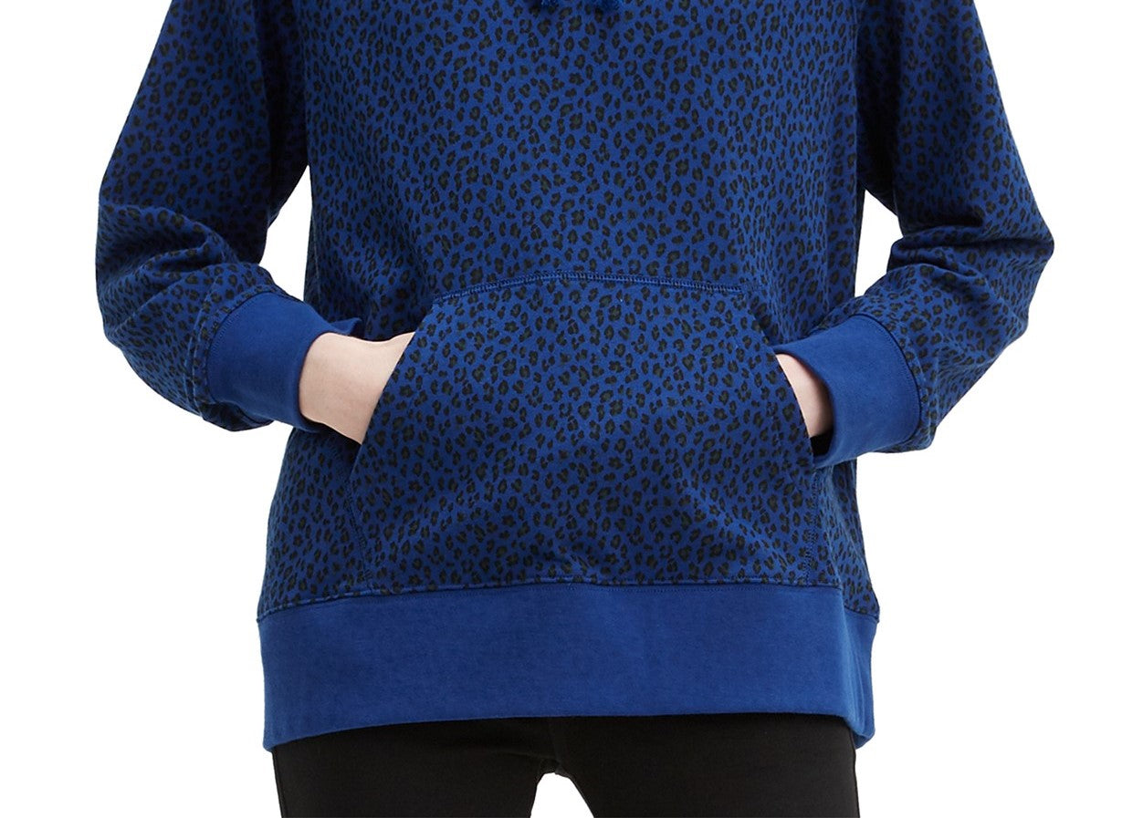 Moletom com capuz feminino Levi's com estampa animal e logotipo, azul, tamanho grande