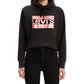 Moletom com capuz feminino Levi's com estampa de logotipo metálico, preto, tamanho 2, extra grande