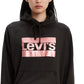 Moletom com capuz feminino Levi's com estampa de logotipo metálico, preto, tamanho 2, extra grande