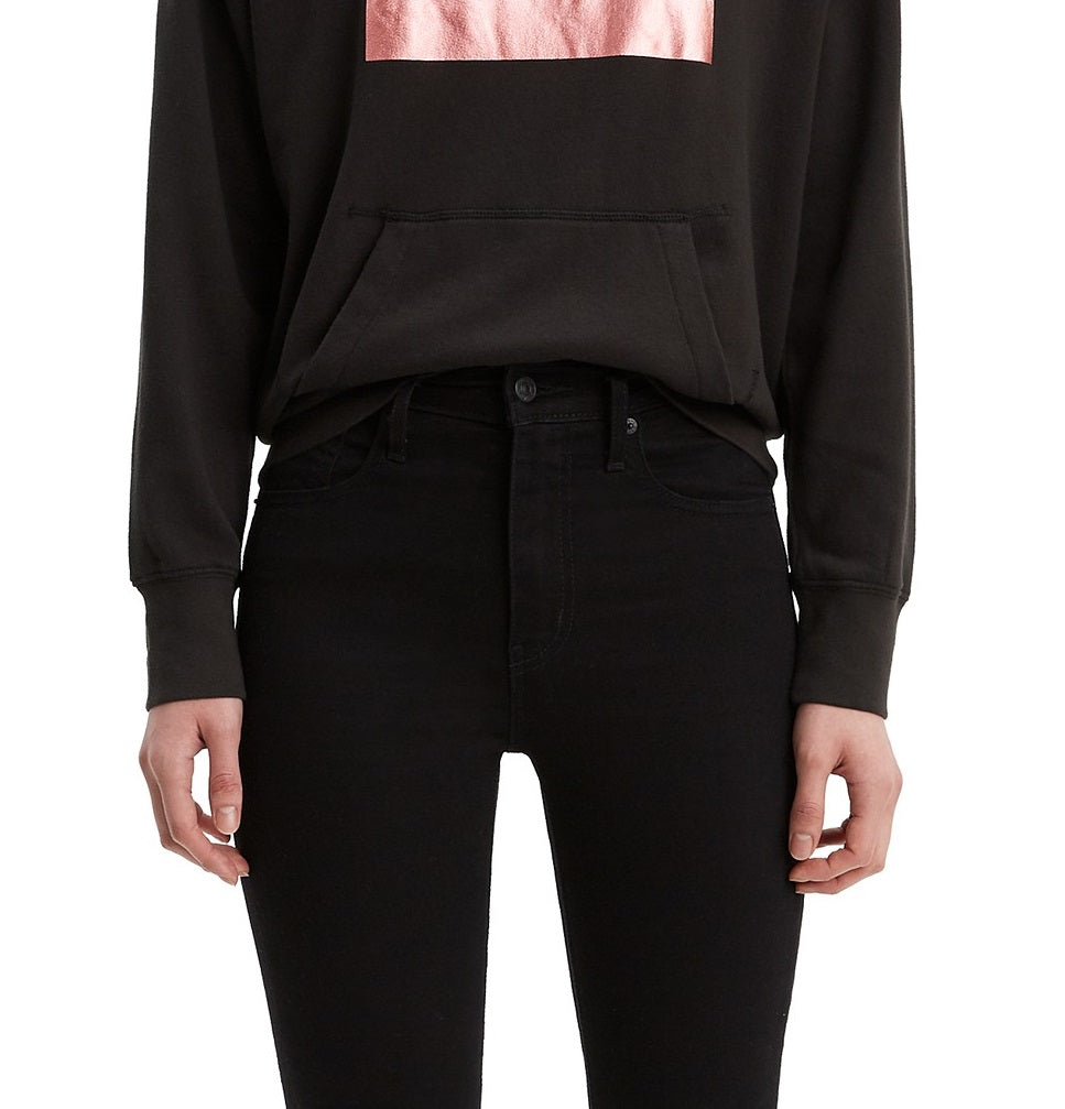 Moletom com capuz feminino Levi's com estampa de logotipo metálico, preto, tamanho 2, extra grande