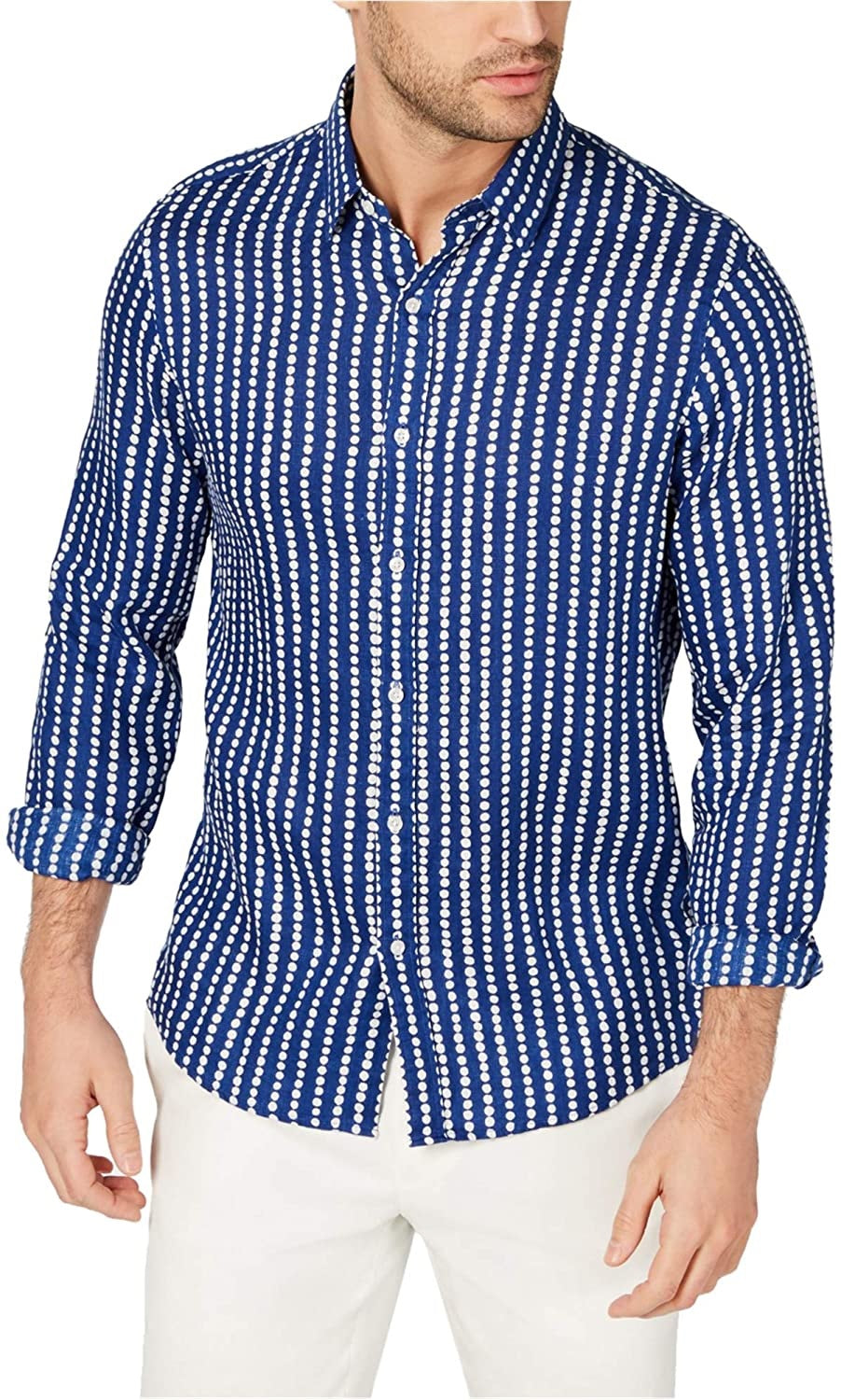 Camisa social masculina Michael Kors Classic Blue Tamanho 18,5x36-37