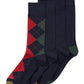 Pacote com 4 meias masculinas Gold Toe Argyle de peso médio, pretas, tamanho regular