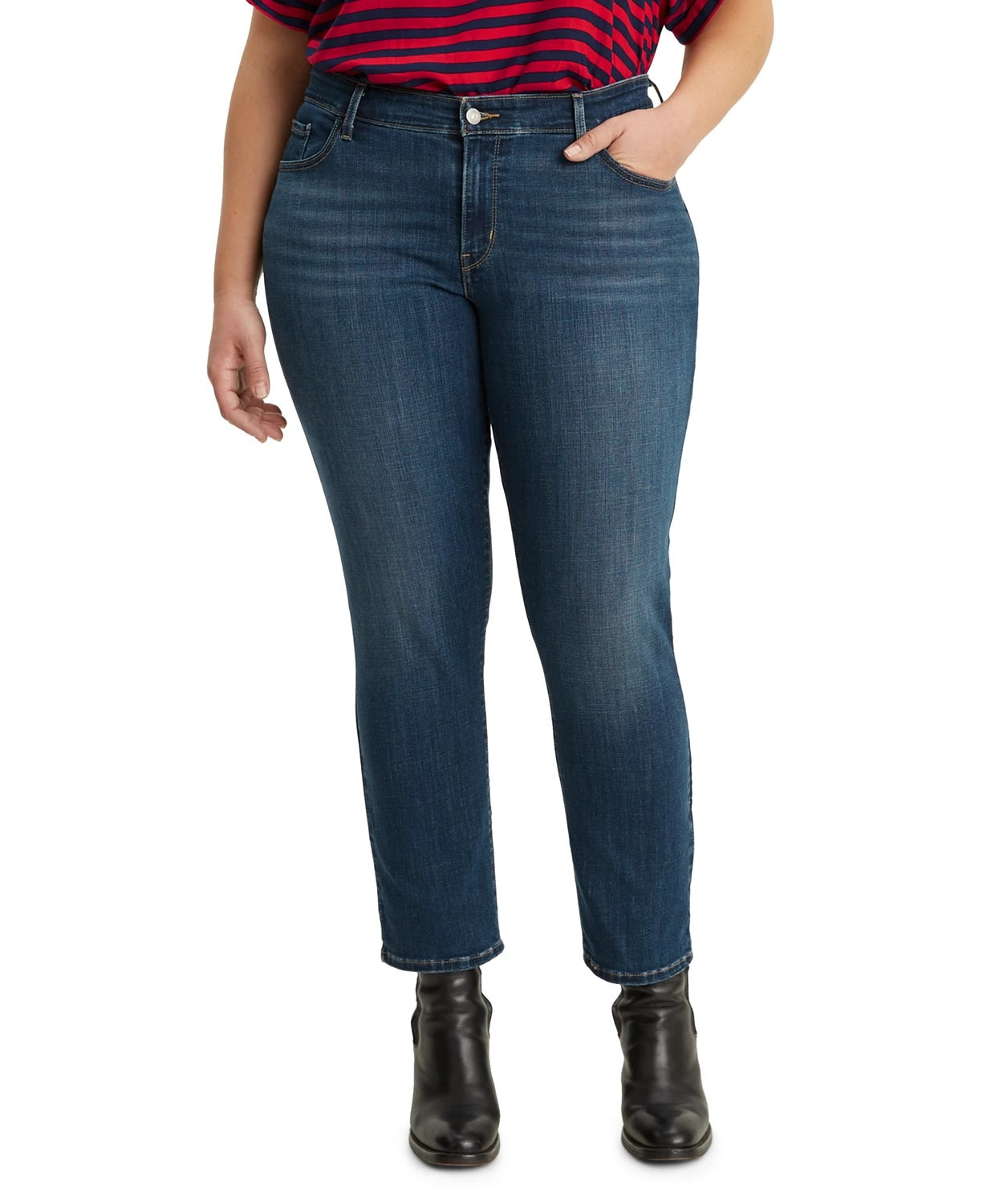 Calça Jeans Skinny Plus Size Rasgada Levi's Feminina Azul Médio Tamanho 18
