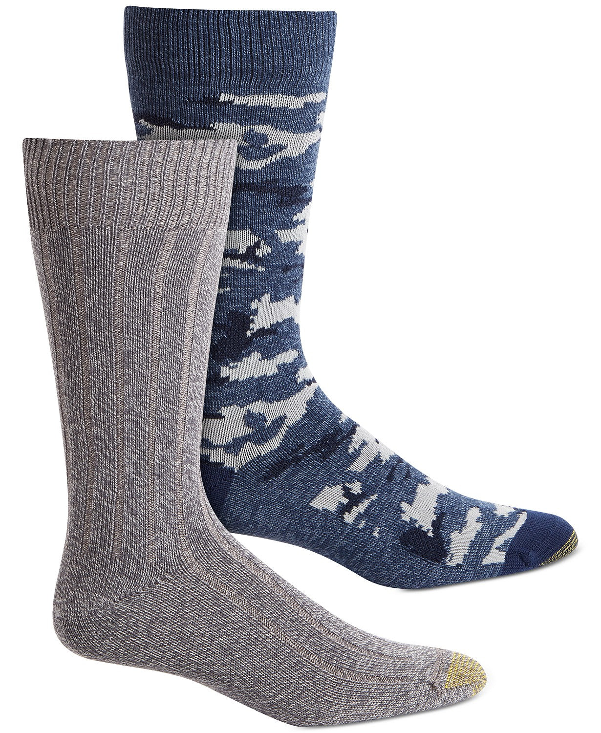 Meias camufladas masculinas Gold Toe, pacote com 2, tamanho regular, azul