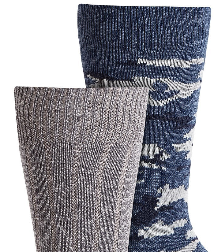 Meias camufladas masculinas Gold Toe, pacote com 2, tamanho regular, azul