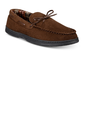 Gold Toe Men's Tie Moccasins Slippers Brown Size Medium