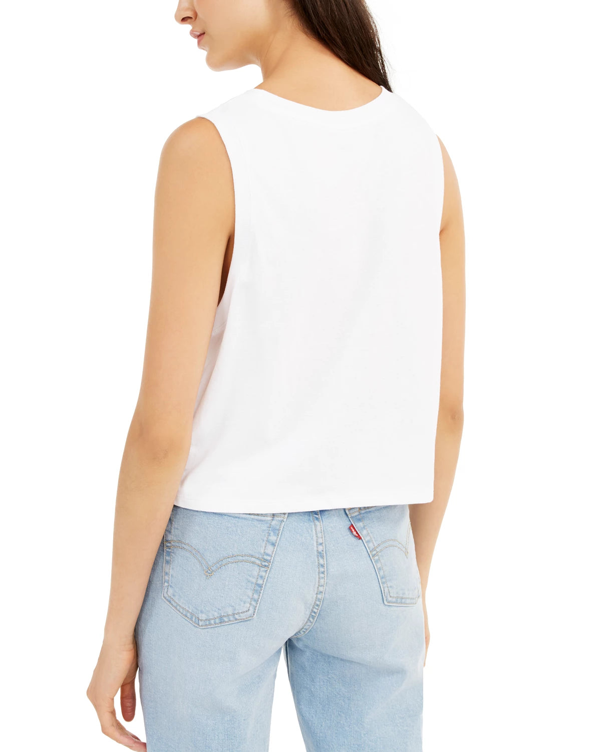 Regata curta Levi's feminina com logo, branca, tamanho pequeno