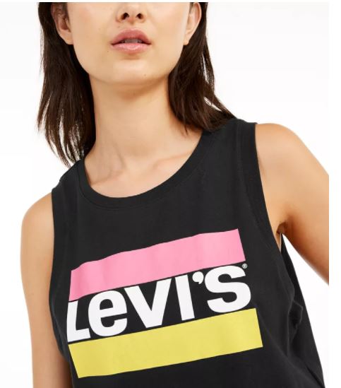 Regata curta feminina Levi's Graphic preta tamanho XX-G