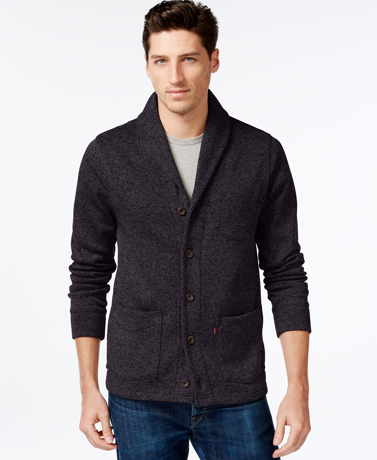 Cardigan Levi's Masculino Rand com Gola Xale Preto Tamanho Grande