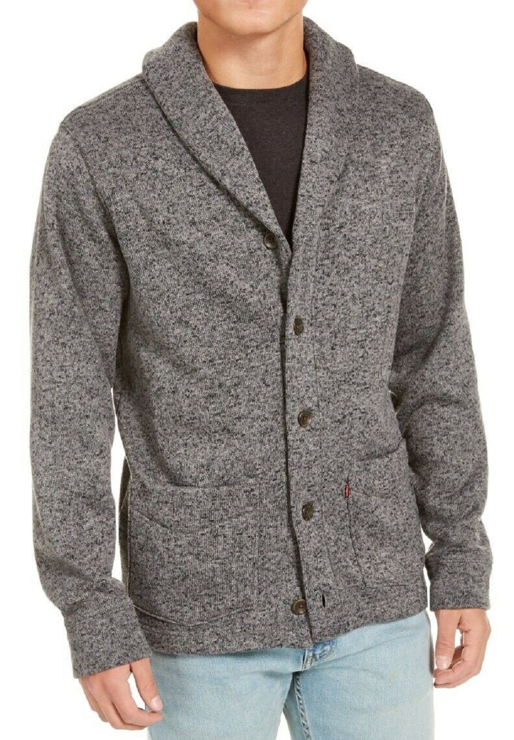 Suéter masculino Levi's, tricô, lã, cardigan, carvão, tamanho extra grande