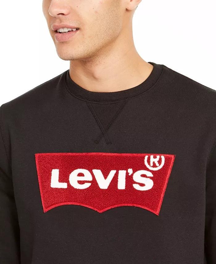 Moletom masculino Levi's com gola redonda e estampa de logotipo, preto, tamanho extragrande