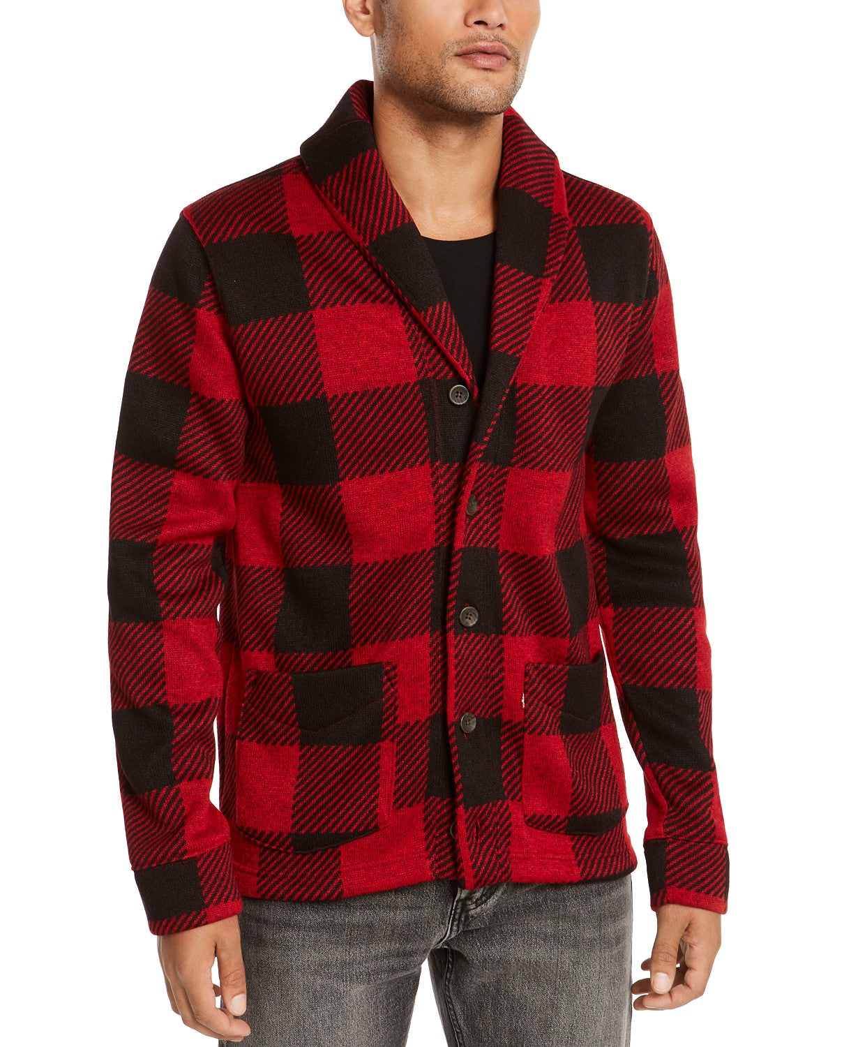 Cardigan Levi's Trouss Regular-Fit Buffalo Plaid Masculino Vermelho Tamanho XXG