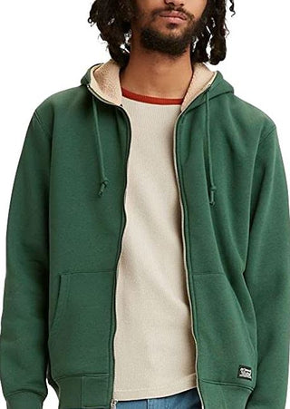 Levi's Men's Fleece Lined Zip Front Hoodie Green Size XX-Large