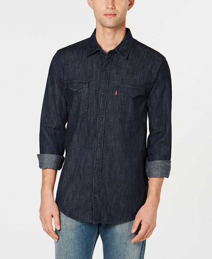 Camisa jeans Levi's Matthew New Western masculina, preta, tamanho médio