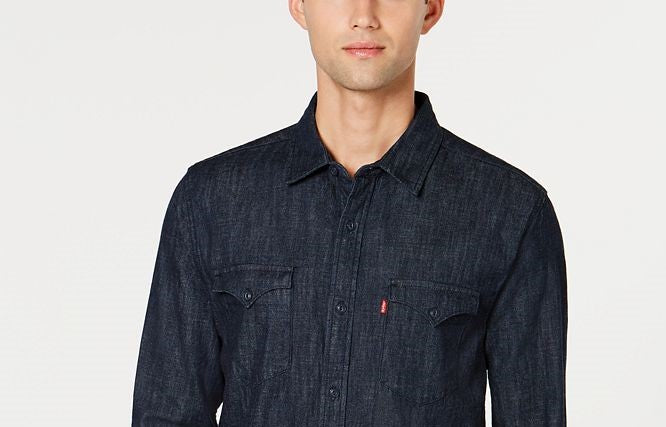 Camisa jeans Levi's Matthew New Western masculina, preta, tamanho médio