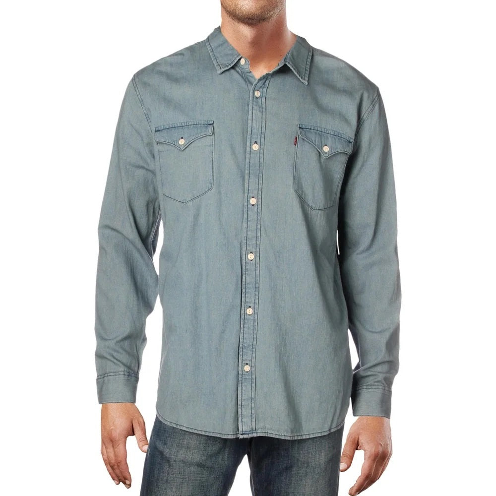 Camisa jeans Levi's Matthew New Western masculina, azul, tamanho pequeno