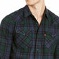 Camisa de flanela xadrez masculina Levi's azul tamanho extra grande