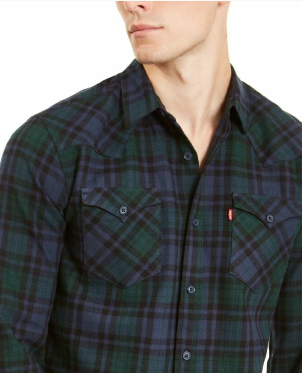 Camisa de flanela xadrez masculina Levi's azul tamanho extra grande