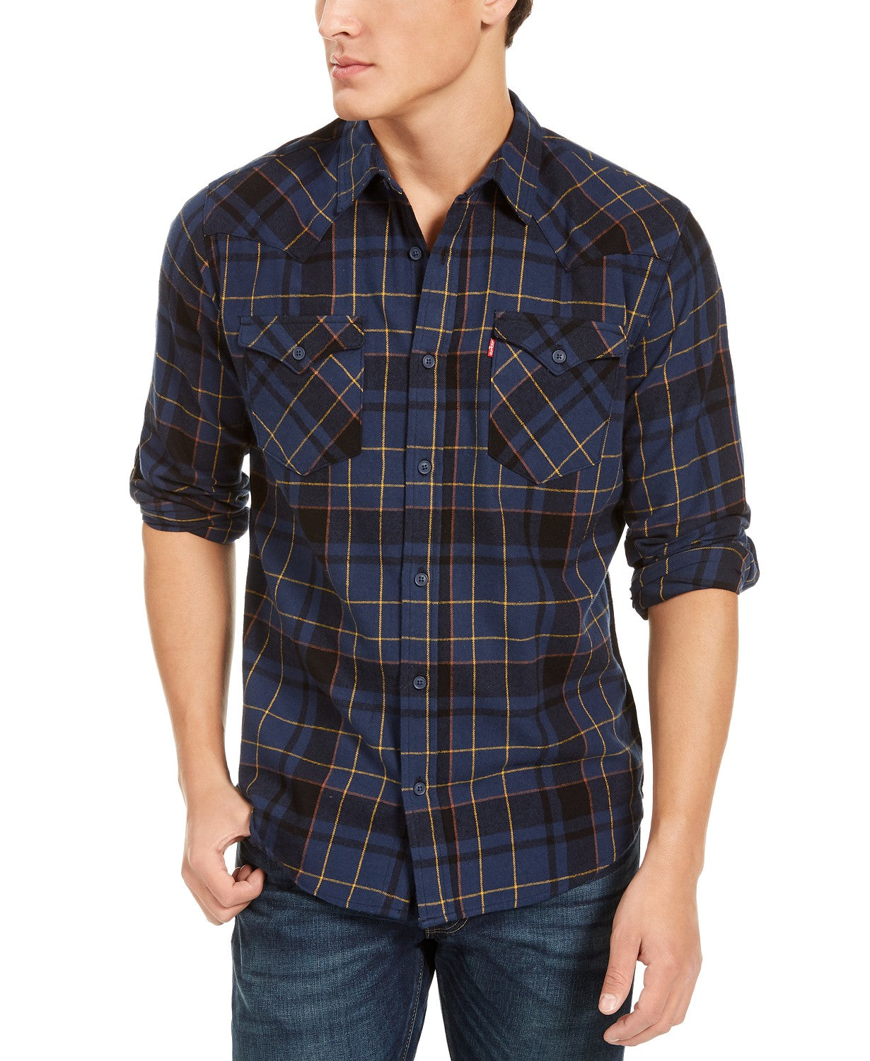 Camisa xadrez Levi's Curran Regular Fit Masculina Azul Tamanho P