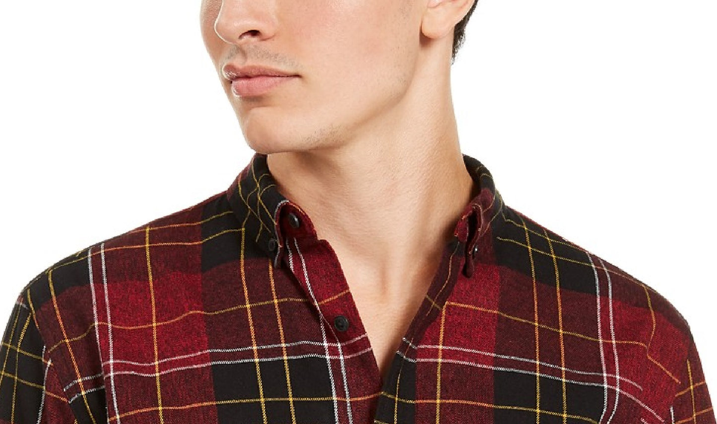 Camisa de flanela xadrez Levi's Booth Regular-Fit masculina, vermelha, tamanho 2, extra grande