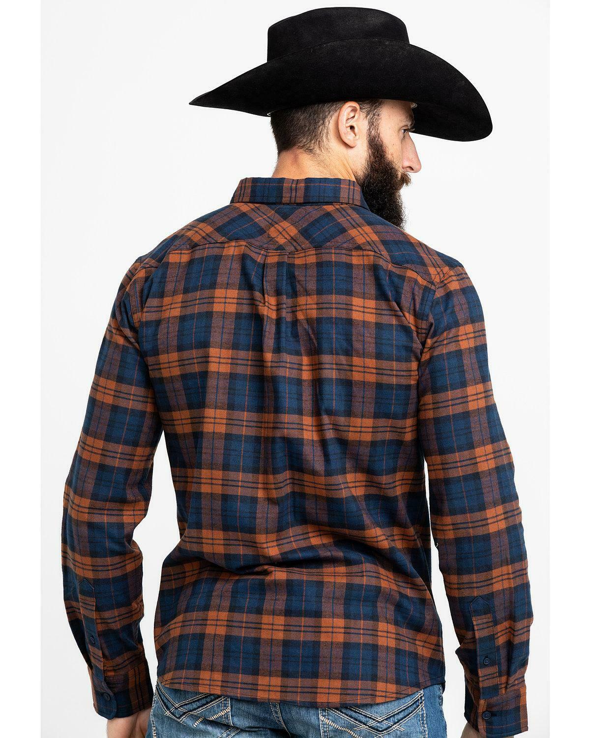 Camisa masculina Levi's Ferra Plaid com botões e manga comprida em flanela estilo western, tamanho laranja, extra grande