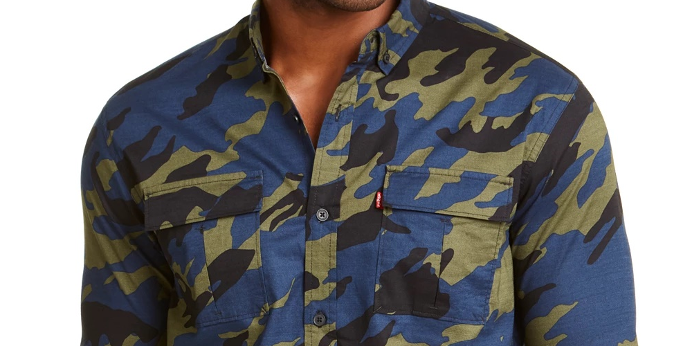 Camisa Levi's Newski Camuflagem Masculina Verde Escuro Tamanho Médio
