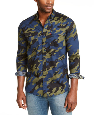 Levi's Men's Newski Camouflage Shirt Dark Green Size Small