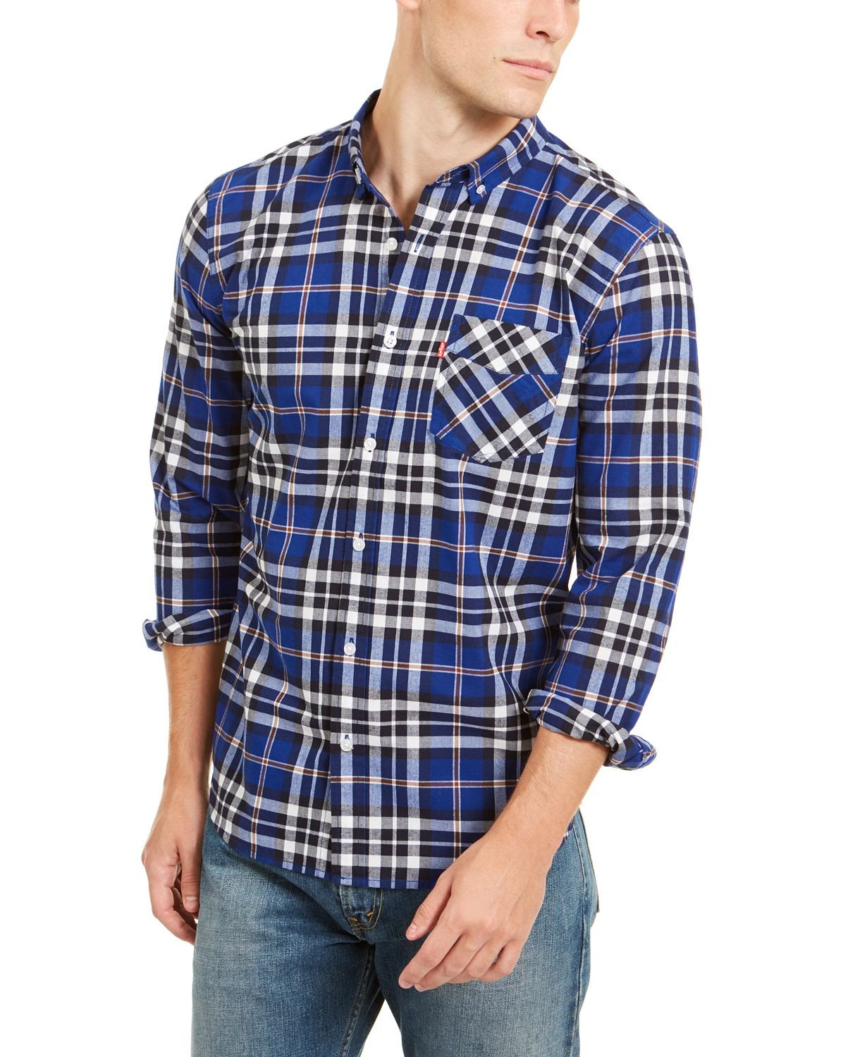 Camisa xadrez masculina Levi's azul Sodalite tamanho pequeno
