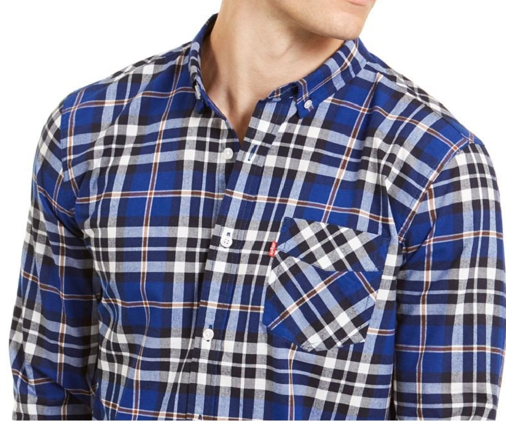 Camisa xadrez masculina Levi's azul sodalita tamanho extra grande