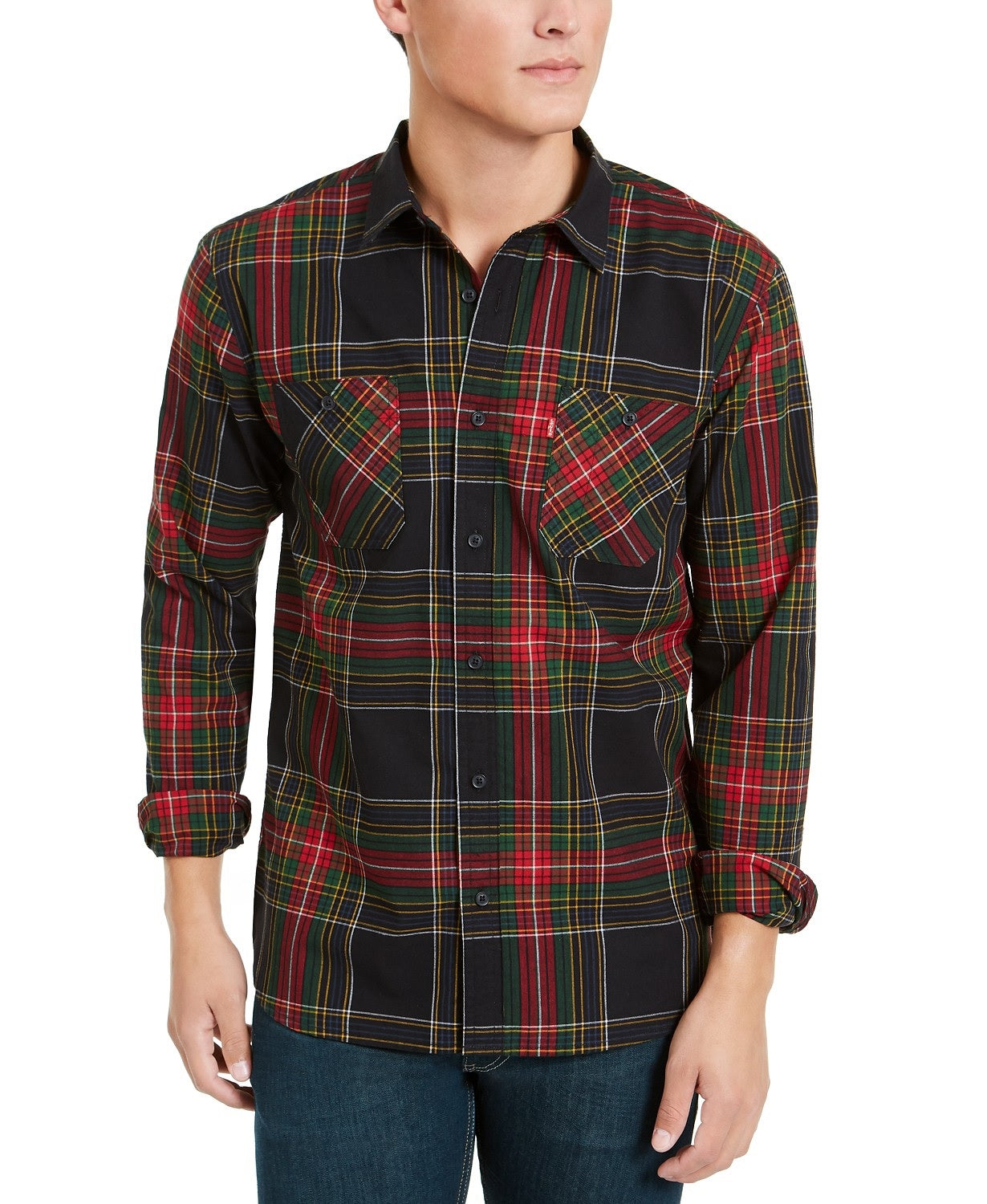 Camisa xadrez Levi's Malden masculina, tamanho médio, marrom, tamanho pequeno