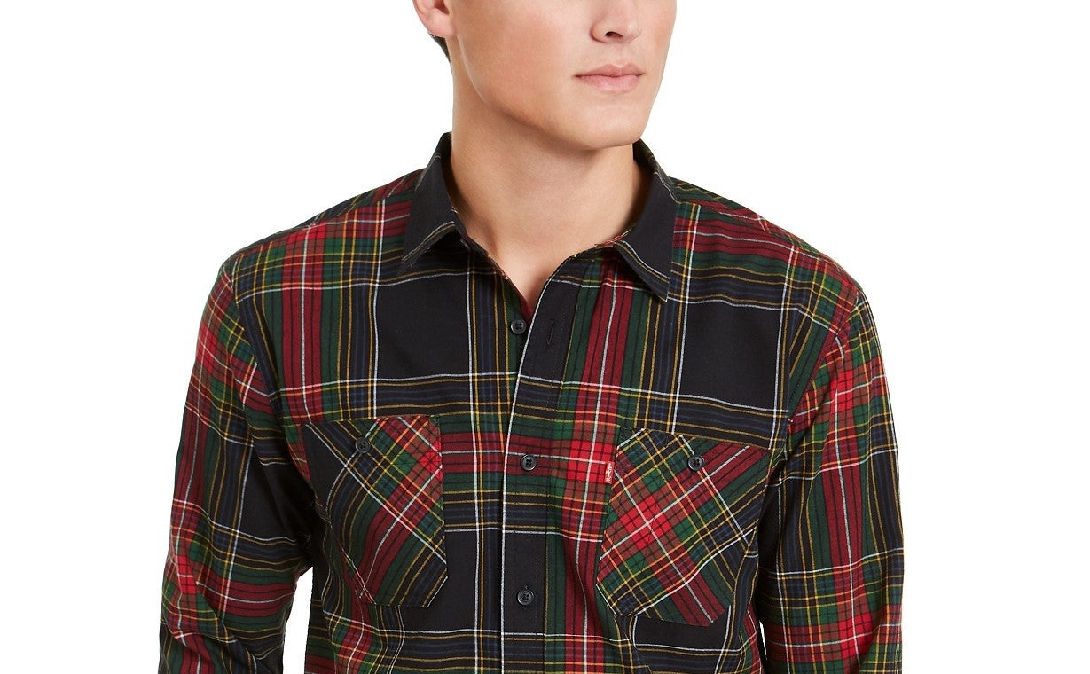 Camisa xadrez Levi's Malden masculina, tamanho médio, marrom, tamanho pequeno