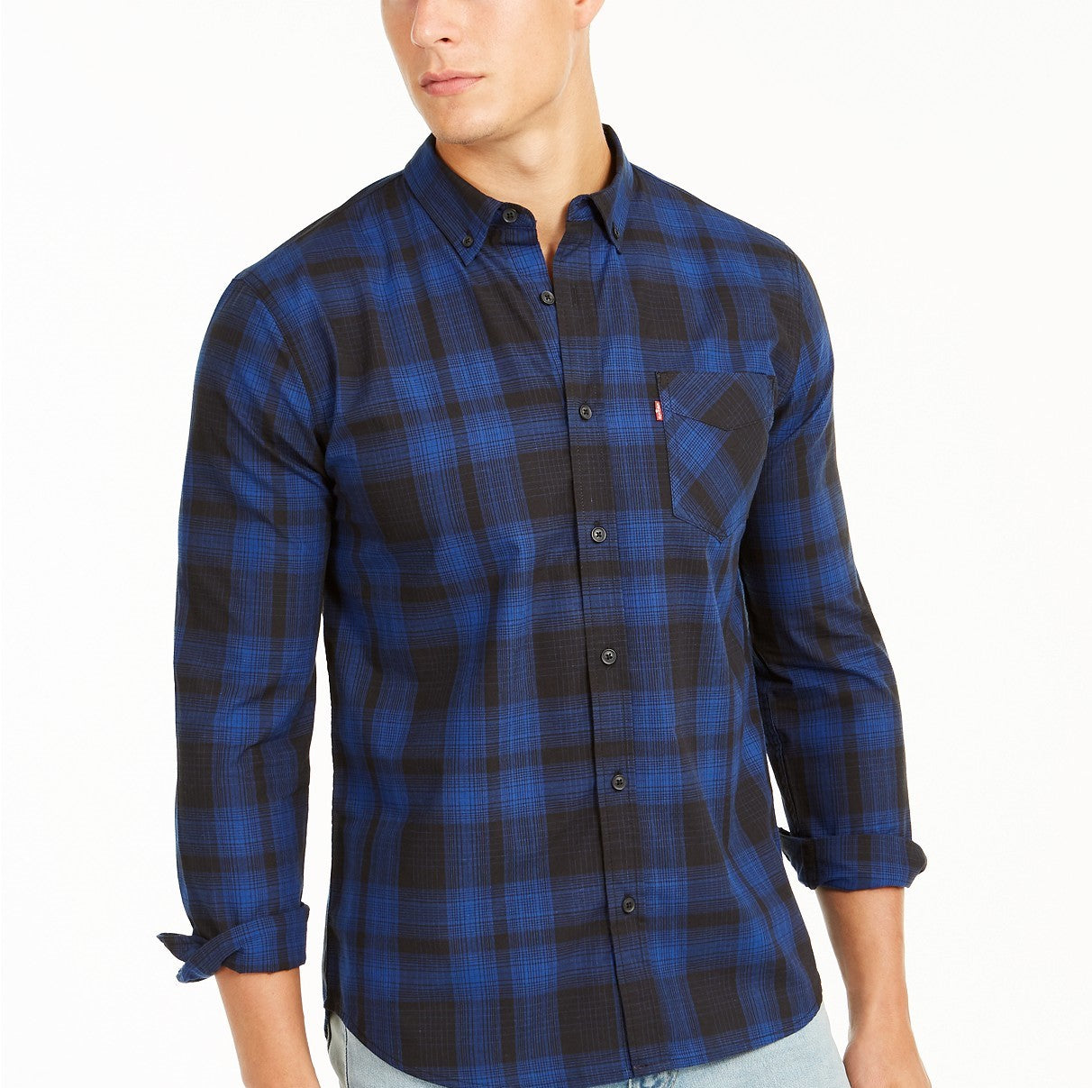 Camisa xadrez Chama Masculina Levi's Cinza Tamanho Grande
