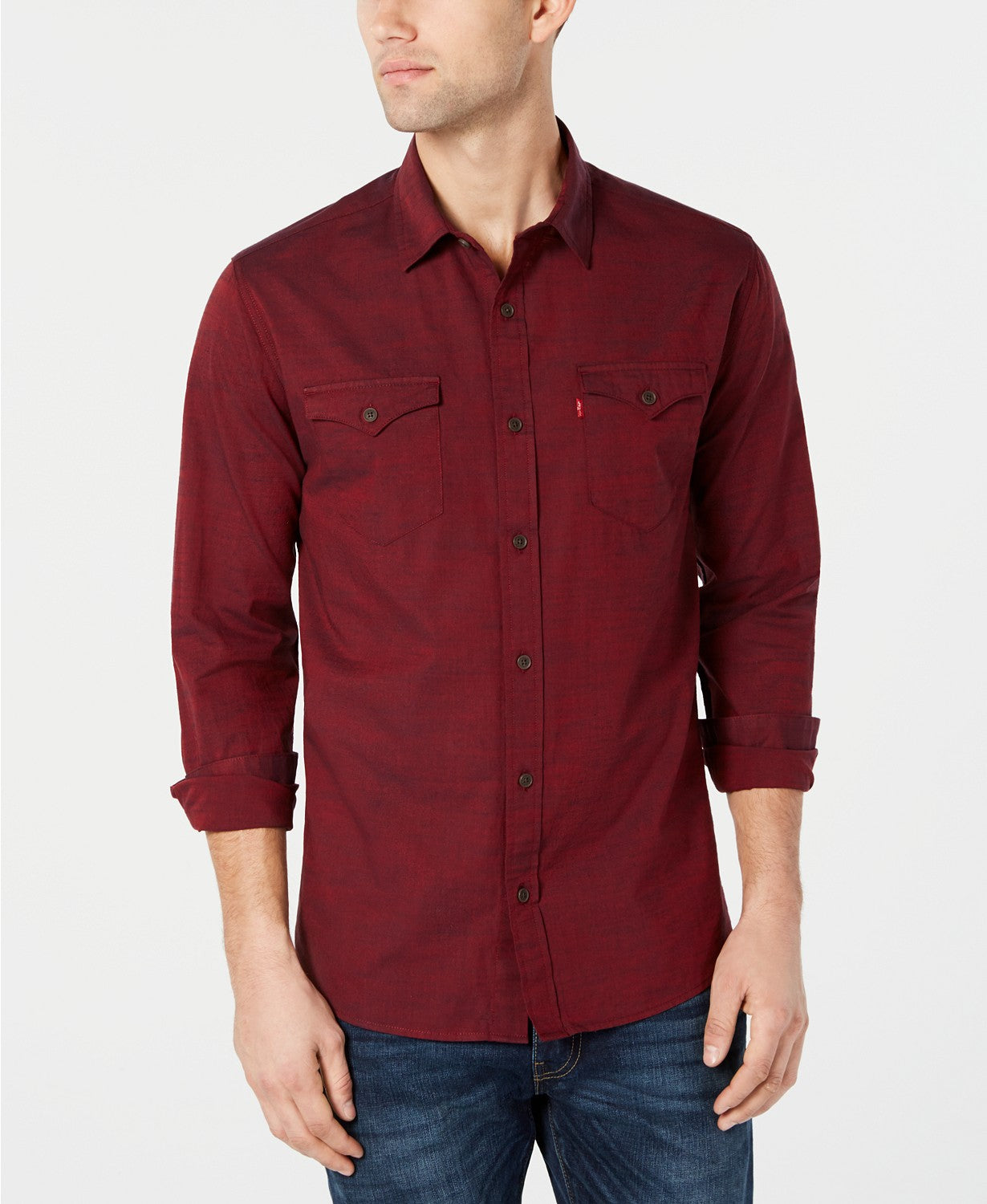 Camisa jeans masculina Levi's Darrow vinho tamanho extra grande