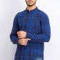 Camisa de flanela xadrez Alban masculina Levi's, azul, tamanho pequeno