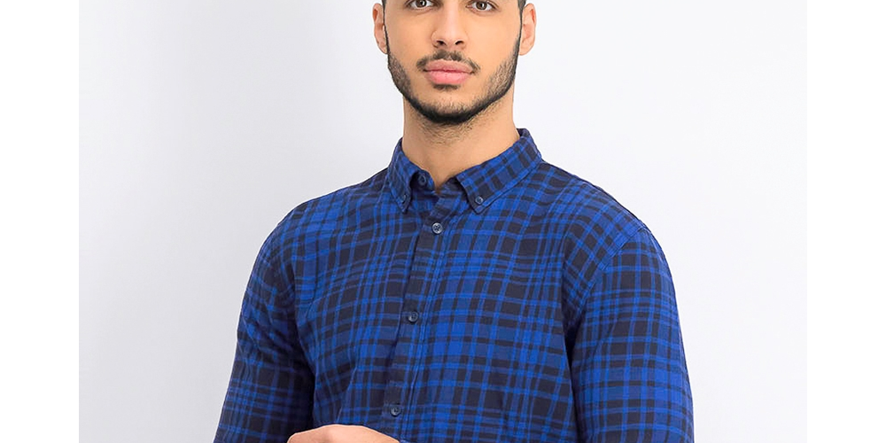Camisa de flanela xadrez Alban masculina Levi's, azul, tamanho pequeno