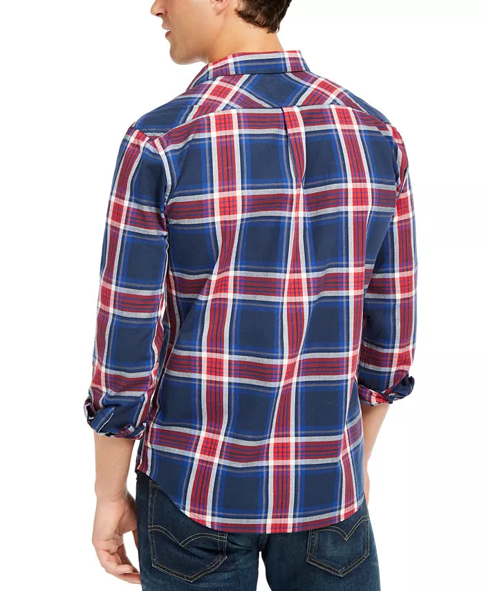 Camisa xadrez grande masculina Levi's, branca, tamanho XX-G