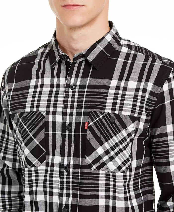 Camisa xadrez nobre masculina Levi's preta tamanho grande