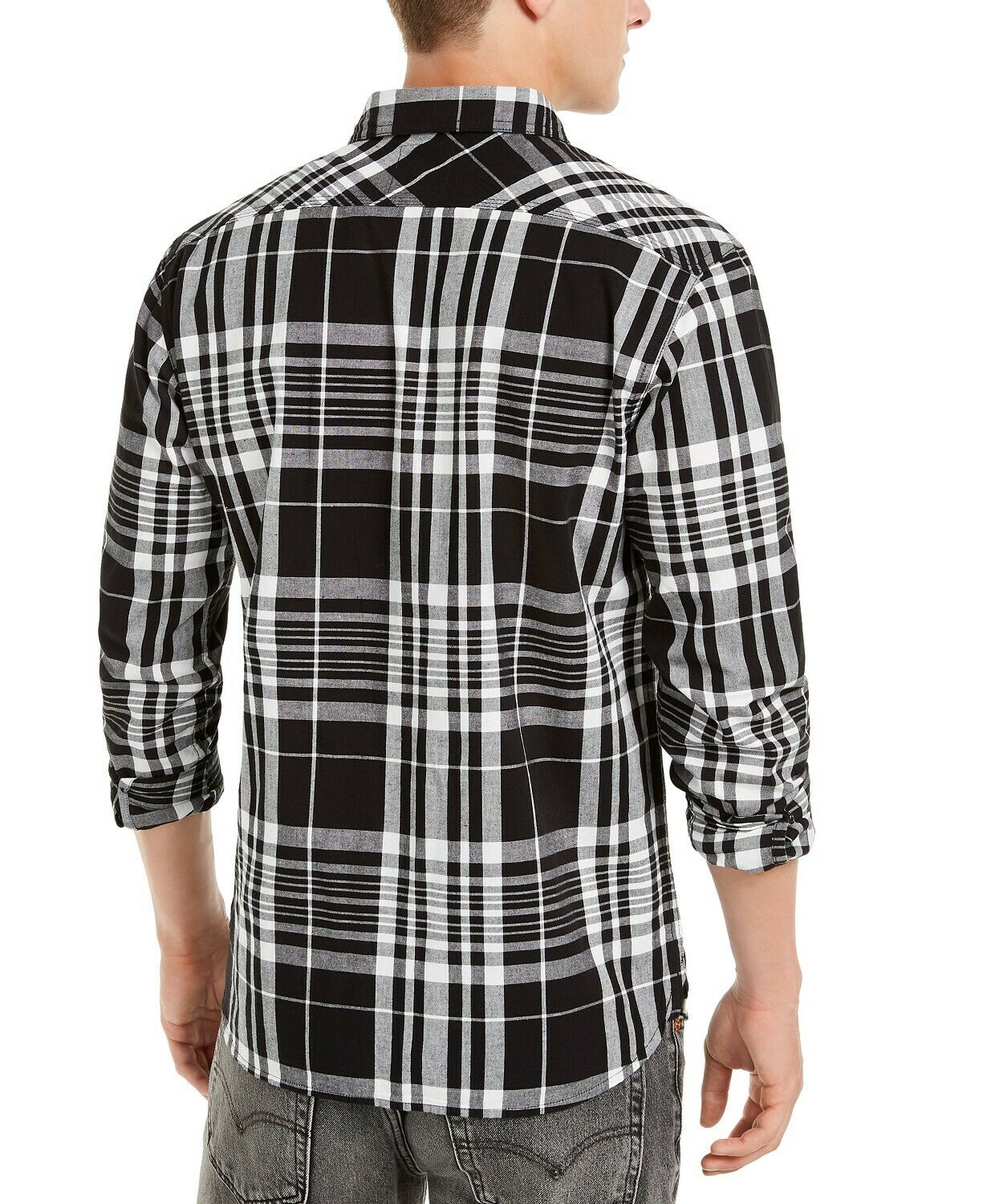 Camisa Masculina Levi's Noble Plaid com Botões Preta Tamanho 2 Extra Grande