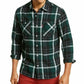 Camisa de flanela xadrez com bolso duplo Levi's masculina, verde, tamanho extragrande