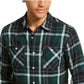 Camisa de flanela xadrez com bolso duplo Levi's masculina, verde, tamanho extragrande