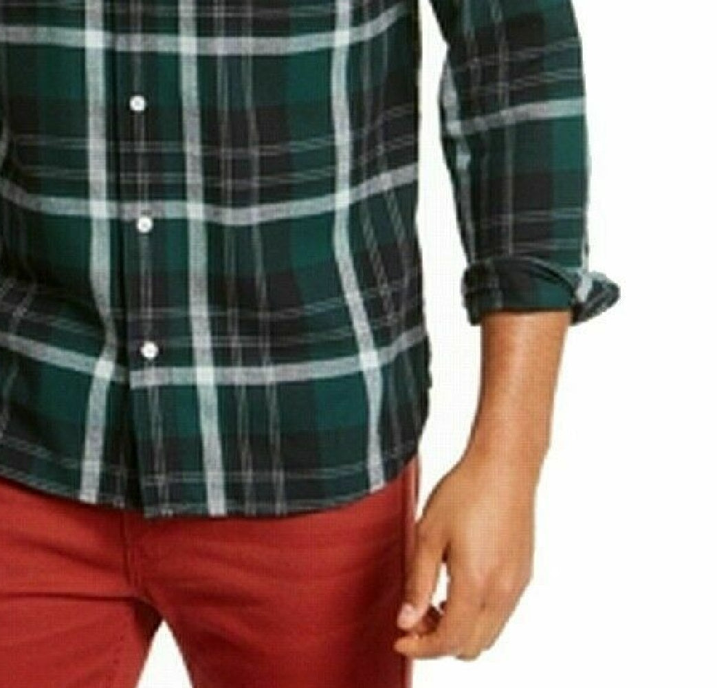 Camisa de flanela xadrez com bolso duplo Levi's masculina, verde, tamanho extragrande