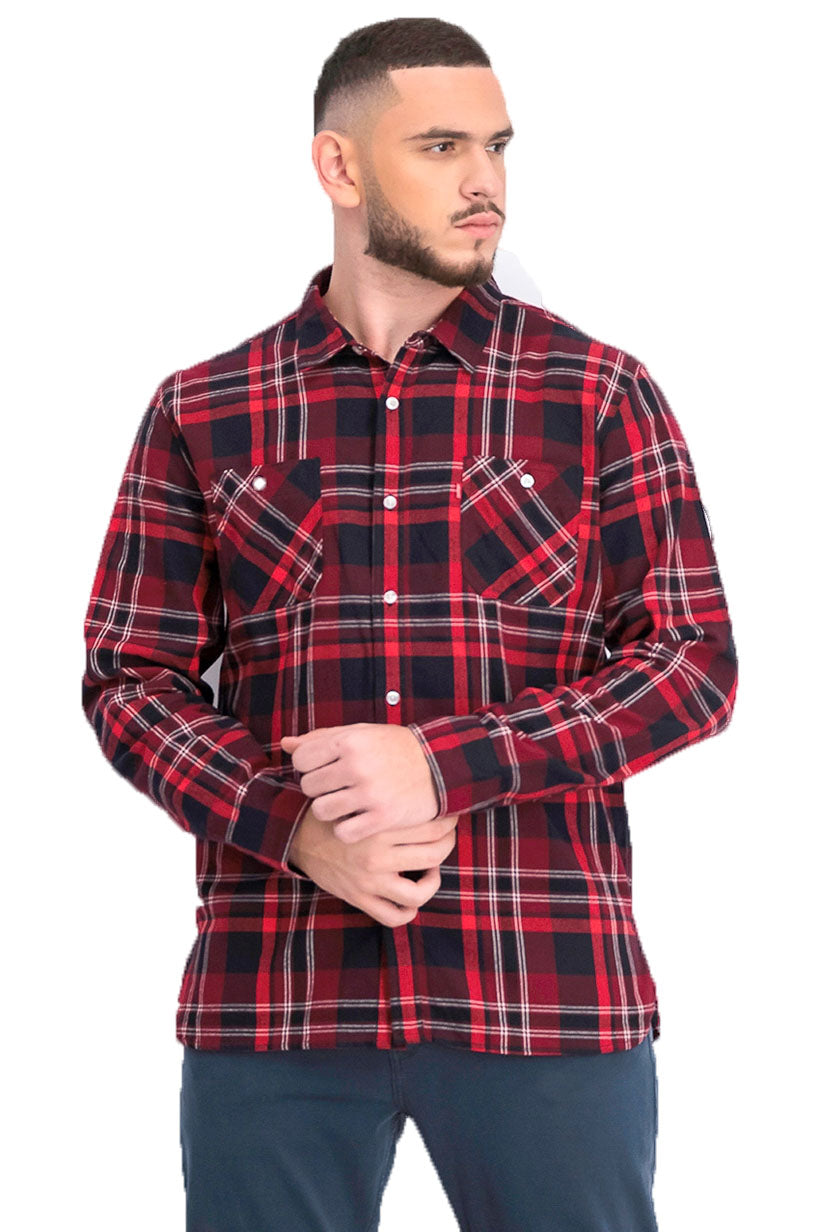 Camisa de flanela xadrez com bolso duplo Levi's masculina, vermelha, tamanho extra grande