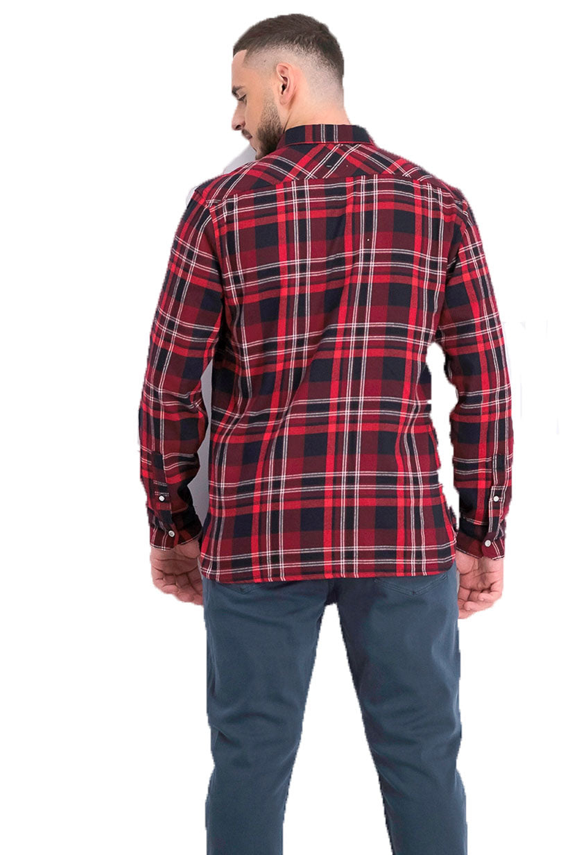 Camisa de flanela xadrez com bolso duplo Levi's masculina, vermelha, tamanho extra grande