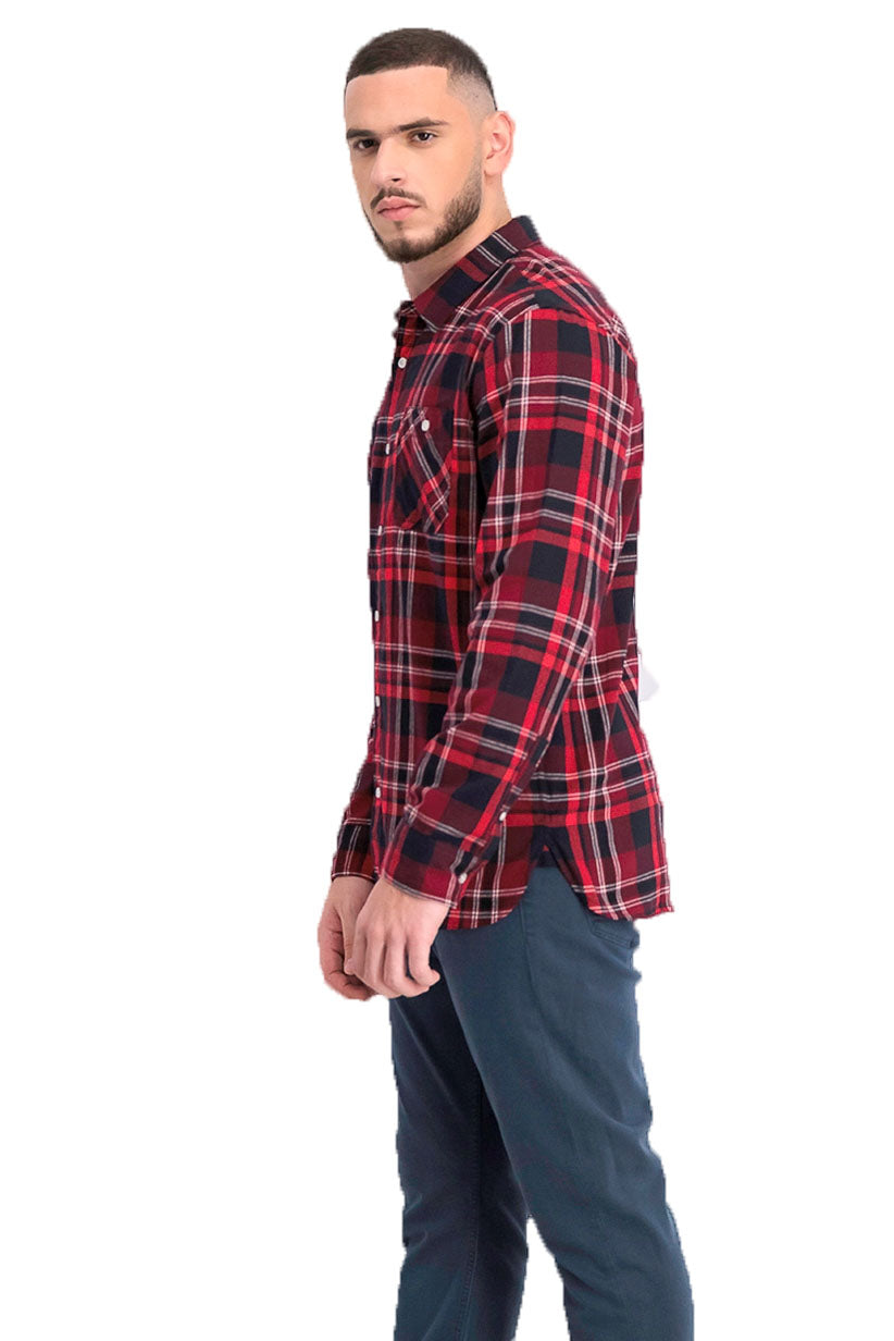 Camisa de flanela xadrez com bolso duplo Levi's masculina, vermelha, tamanho extra grande