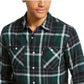 Camisa de flanela xadrez com bolso duplo Levi's masculina, verde, tamanho XX-G