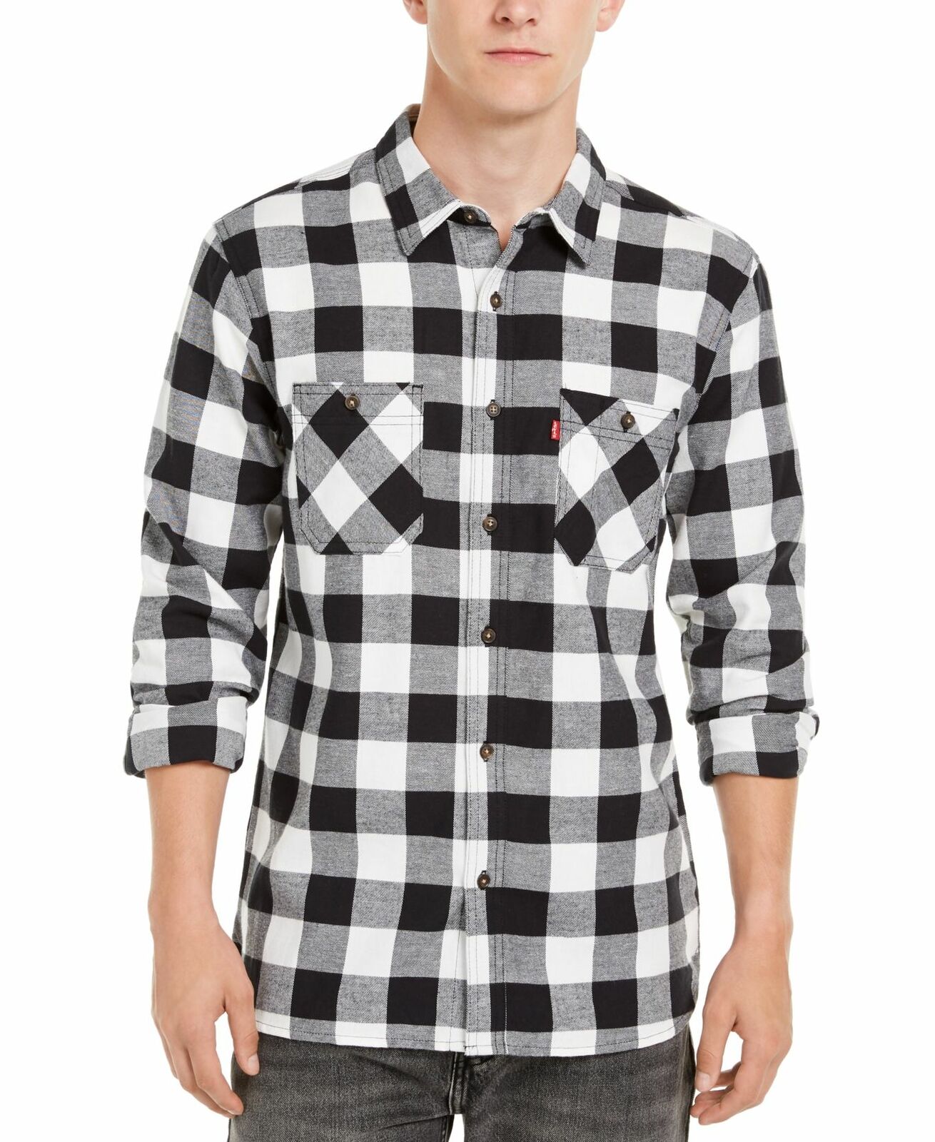 Camisa de flanela xadrez Buffalo Levi's masculina Marshmallow tamanho pequeno
