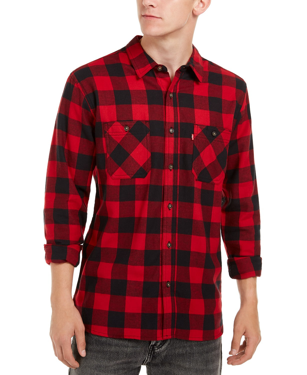 Camisa de flanela xadrez Buffalo masculina Levi's vermelha tamanho pequeno
