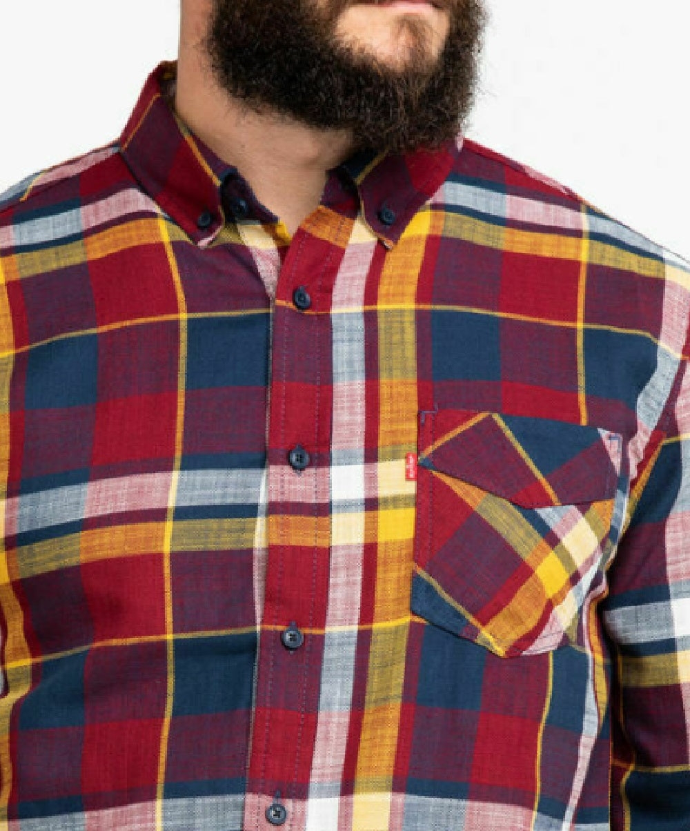 Levi's Bellore Madras Plaid Manga Longa Western Flanela Vermelho Tamanho Grande Masculino