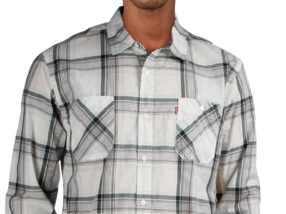 Camisa masculina Levi's Rosa Plaid com botões e gola branca, tamanho 2, extra grande