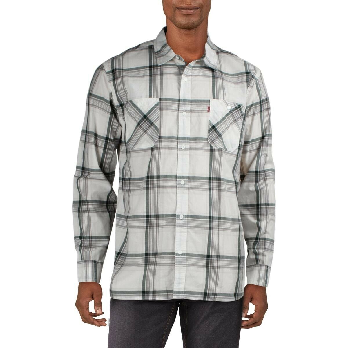 Camisa xadrez Levi's Rosa masculina com botões e gola branca, tamanho X-G